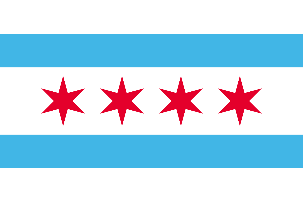 Image of the Chicago city flag. 