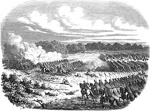 Drawing of a battle, seen from a distance