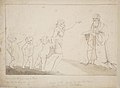 'Genius of the Greek pointing to Dick the standard of the Lexicon', drawing, 1844, from the Illustrated life of Richard Robert Jones