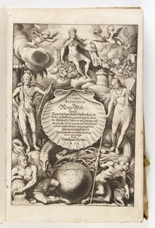 Historia antipodum oder newe Welt, or History of the New World, by Matthaus Merian the Elder, published in 1631 Graverat titelblad - Skoklosters slott - 93404.tif