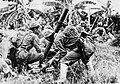 Special Naval Landing Force soldiers using a Type 97 81-mm-mortar during Buna Gona training, 1942