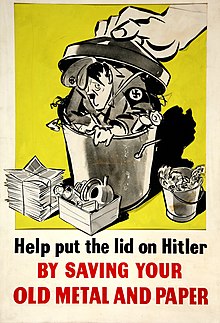 Salvage - Help put the lid on Hitler by saving your old metal and paper INF3-203 Salvage Help put the lid on Hitler by saving your old metal and paper.jpg