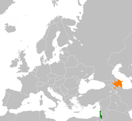 Mappa che indica l'ubicazione di Azerbaigian e Israele