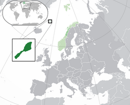 Location of Jan Mayen in relation to Norway