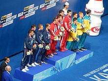 Kazan 2015 - Victory Ceremony 4×200 metres freestyle relay M (1).JPG