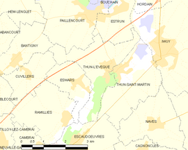 Mapa obce Thun-l’Évêque