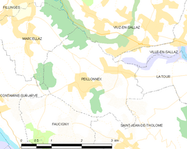 Mapa obce Peillonnex