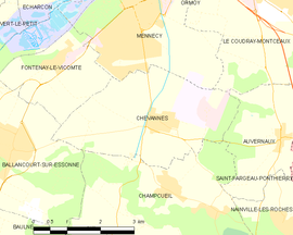 Mapa obce Chevannes