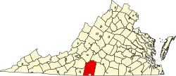 Karte von Pittsylvania County innerhalb von Virginia