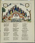 «Menneskenes livsaldre» produsert med dansk tekst rundt 1865 som Bilderbogen, billig, illustrert ettbladstrykk, i Neuruppin i Tyskland. Den allegoriske «alderstrappa» var et populært motiv. Tegningen i litografiet er trolig gjenbruk av et motiv som ble laget tidligere i århundret.