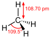 Skeletal formula methane with some measurements