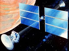 In the artistic vision, the spacecraft provides artificial gravity by spinning (1989). Nasa mars artificial gravity 1989.jpg