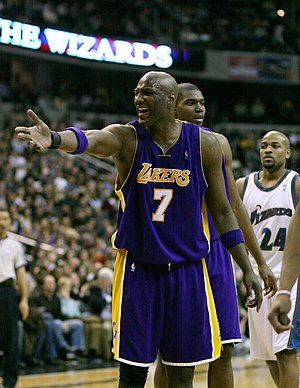 Lamar Odom playing with the Los Angeles Lakers