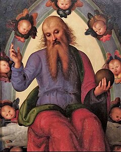 Perugino, Dio Padre benedicente, cimasa del Polittico della Certosa di Pavia (1496).