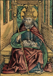 Saint Peter portrayed as a Pope in the Nuremberg Chronicle Peter as Pope .png