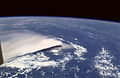 Ash cloud from the September 1994 eruption, as viewed from the Space Shuttle