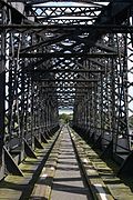 19th century Railway bridge over the River Spey, closed in 1965 and now part of the Moray Coast trail.