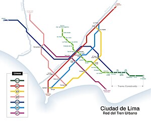 リマ地下鉄の将来路線図