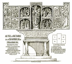 Drawing of a richly decorated altarpiece.