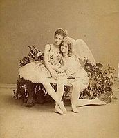 Mathilde Kschessinskaya as Flora (left) and Vera Trefilova as Cupid (right) costumed for Le Réveil de Flore, 1894.