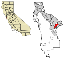 Location of Atherton in San Mateo County, California.