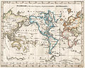 Mapa-múndi na projeção de Mercator por Stieler.