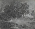 Wooded Landscape with Gypsy Encampment (chalk on paper, late 1770s)