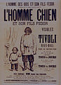 Affiche de présentation de L'Homme chien et son fils Fédor au Tivoli Waux-Hall de Paris dans les années 1870.
