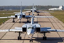 Um esquadrão de Tu-22M3 na base aérea de Dyagilevo, no oeste da Rússia.