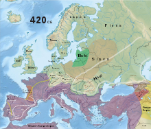 Map of Roman empire in 420