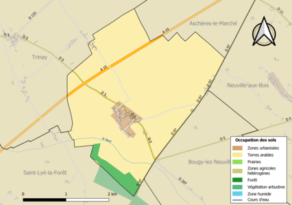 Carte des infrastructures et de l'occupation des sols de la commune en 2018 (CLC).