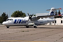 Utair ATR parked at the apron of Luhansk airport.