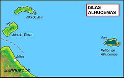 Mapa colos trés islles Alhucemas.