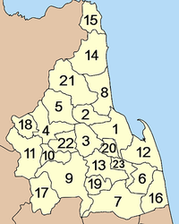 Mapa da provincia amosando os distritos