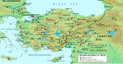 Anatolikon Theması harita üzerinde