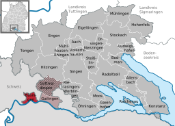 Läget för Büsingen i Landkreis Konstanz