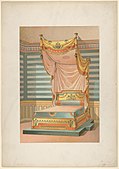 Pat din „Nouveaux modèles de Tentures (Bibliothèque de l'Ameublement)”; 1775-1780; litografie color; dimensiunile foii: 47 × 32,8 cm, dimensiunile imaginii: 33 × 22,5 cm; Muzeul Metropolitan de Artă