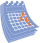 Blue calendar icon with dates crossed out.svg