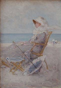 Au bord de la mer, peinture de Nicolae Grigorescu (1881-1882, musée national d'art de Roumanie). (définition réelle 2 031 × 2 913)