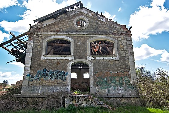 Old station of an abandoned rail line in Castrillo de la Reina