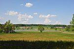 Oberer Katzensee mit Lage der Fundstelleim Schilf am rechten Bildrand