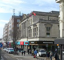 Western Road was redeveloped with new commercial buildings in the 1930s. Commercial Buildings on North Side of Western Road, Brighton (April 2013).JPG