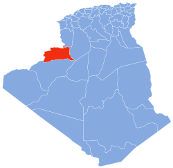 Map of Algeria highlighting Béchar