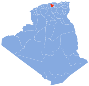 Harta provinciei Bouira în cadrul Algeriei