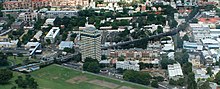 The Eastern Suburbs Line railway exits the tunnel on the eastern side of The Domain and proceeds across Woolloomooloo as a viaduct ESR Woolloomooloo viaduct.jpg