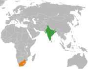 Location map for India and South Africa.