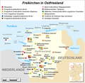 Karte Freikirchen in Ostfriesland