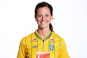 Lotta Schelin 2012, i svensk landslagsdräkt.