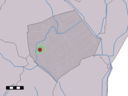 The village (dark red) and the statistical district (light green) of Eesergroen in the municipality of Borger-Odoorn.