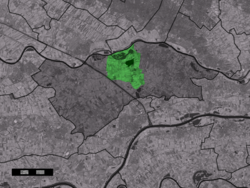 Центр города (темно-зеленый) и статистический район (светло-зеленый) Маурик в муниципалитете Бурен.